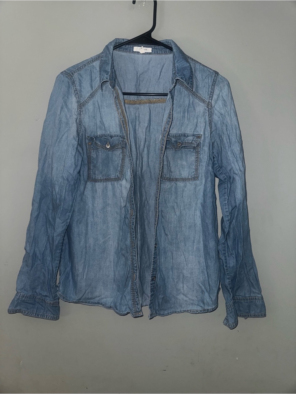 Maurices Light Blue Denim Button-Down Shirt